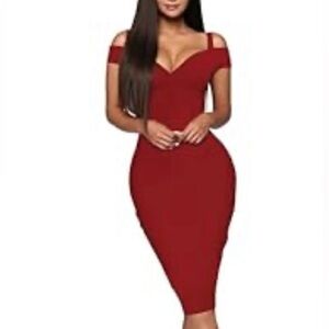 Bodycon Midi Red Dress